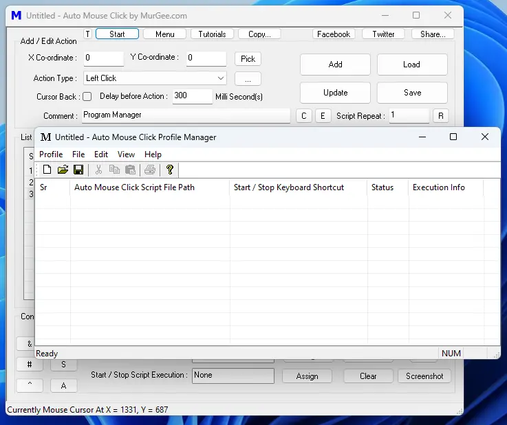 Auto Mouse Click Profile Manger to Manage Multiple Macro Scripts